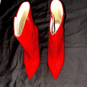 Faux patent leather ankle boots